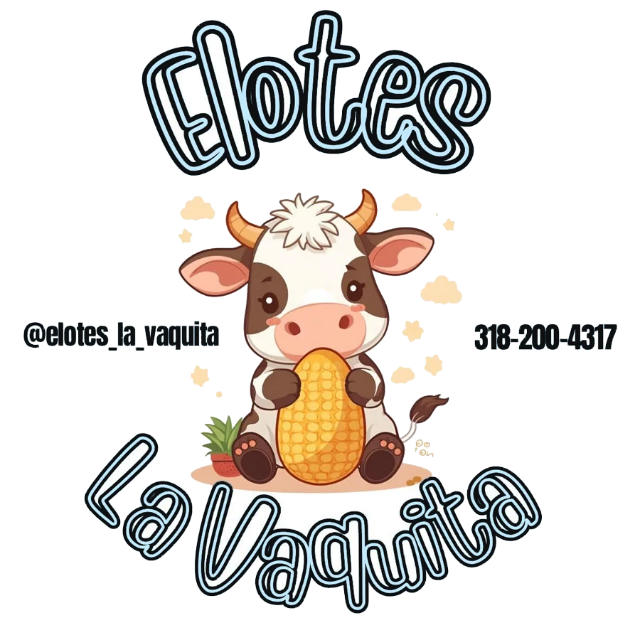 Elotes La Vaquita logo with @elotes_la_vaquita and 318-200-4317